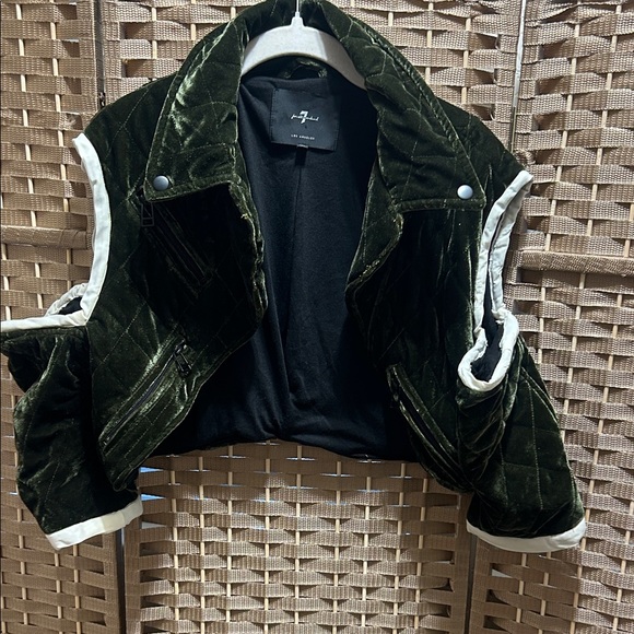 7 For All Mankind Dark Green Velvet Vest - Picture 1 of 8
